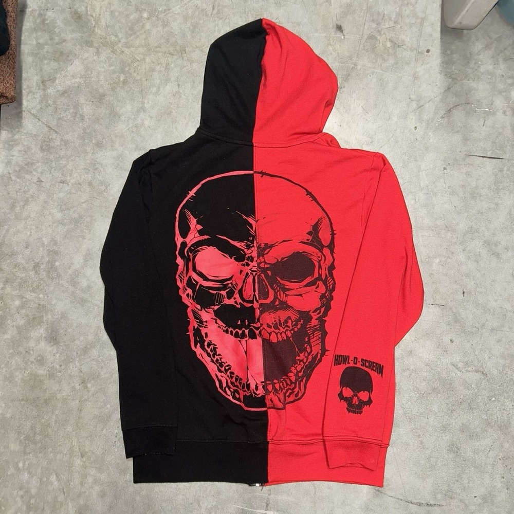 Vintage Howl O Scream Skull Busch Gardens Horror Zip Up Jacket Size Medium